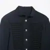 Atacado Transfronteiriço Moda Feminina Nova Primavera Jaqueta Curta de Botão Único Estilo Europeu e Americano em Poliéster Azul Marinho