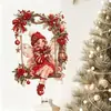 Adesivos de Parede Autoadesivos de Elfo de Natal Balançante com Tema de Floresta Retrô para Sala de Estar e Quarto, Criando uma Atmosfera Festiva
