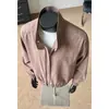 Jaqueta Bomber Retro Americana com Gola Alta Masculina Estilo Scruffy Cool Old Money Jaqueta de Baseball de Alta Qualidade Jaqueta Curta com Caimento Limpo