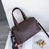Bolso de mano de piel auténtica para mujer, estilo Boston retro, de estilo atmosférico, bandolera de piel de vacuno curtida vegetal, bandolera cruzada.