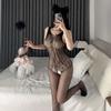 Lencería Sexy con Abertura en la Entrepierna, No Necesita Quitarse, Body de Malla Hueca, Uniforme Atrevido Talla Grande, Atuendo Seductor Transparente