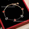 Novo Lançamento Kirin Luxo Leve Agate Vermelho Caragedony Pulseira Cinco Cabaças Feminina Folheado a Ouro Rosa 18k Pulseira Vazada com Diamante