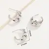 Brincos de moda europeia e americana com banho de ouro real, formato geométrico, design de nicho, personalidade exagerada, brincos de temperamento estilo vento frio