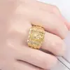 Nuevo anillo bañado en oro para hombre estatua de Buda anillo bañado en oro 999 cabeza de Buda abierta carácter fu de dinero anillo de oro de simulación
