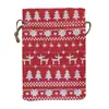 Bolsa de Algodón Estampada con Ciervos Navideños, Bolsa de Algodón y Lino con Cordón, Bolsa de Regalo, Bolsa de Regalo para Empaque Navideño
