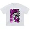 Camiseta de manga corta desgastada con estampado de cómic, peso pesado, talla grande, hombros caídos, estilo urbano, estilo bidimensional, marca unisex de moda