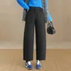 Calça Cigarrete Elegante da Moda Feminina 2026 Outono Inverno Nova Cintura Alta Cobre o Quadril Lã Calça de Nove Pontos Temperamento Versátil Calça Casual