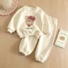 Conjunto Popular de Laço para Meninas Primavera e Outono 2026, Calça Jogger de Manga Longa, Doce Conjunto Casual de Duas Peças para Bebês Meninas