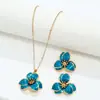 Brincos de Flor com Gotejamento de Óleo Colar Pulseira de Joias de Mão Estilo Resort na Floresta para Mulheres Design Simples de Nicho Transfronteiriço Europeu e Americano