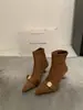 Botines de Punta First Encounter Ji para Mujer 2026 Otoño/Invierno Nuevo Estilo Botas para Mujer Botas de Tacón Alto Botas Adelgazantes Botas Cortas Cálidas con Terciopelo