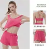 Conjunto de Yoga Costas Transfronteiriço para Mulheres, Conjunto de Três Peças com Colete Fitness para Treino de Corrida, Shorts Esportivos Respiráveis e Absorventes de Choque Amigáveis à Pele
