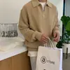 Suéter Camisa Polo Gola Lapela Cleanfit de Alto Padrão Coreano Masculino Outono Inicial Novo Casual Malha Top