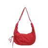 Bolsa de Nylon de Lunares tipo Dumpling, Gran Capacidad, Adecuada para la Escuela y el Viaje Diario, Bolso Cruzado de un Solo Hombro, Bolso Nube Plegado con Cordón, Bolso Nube