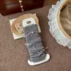 Aquecedores de Perna de Algodão Sapato Shang Feminino Outono Inverno Lolita Laço Babado Meias Estilo Ballet Menina Flor Rosa Tricô Coberturas de Panturrilha
