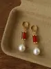 26 Modelos de Primavera de Brincos de Pedra Natural Europeus e Americanos com Pérolas para Mulheres, Estilo Étnico Vintage Colorido Turquesa Ágata Presilhas de Orelha e Acessórios de Orelha