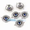 Accesorios para Joyería DIY Cobre Puro Chapado en Oro Microincrustado Ojos del Diablo Ojo Azul Conector 18mm
