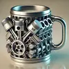 Motores de Nuevo Producto Transfronterizos Taza de Acero Inoxidable Motor Mecánico Adornos para Taza de Motor