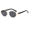 Nuevas Gafas de Sol Metálicas Ovaladas Retro Gafas de Sol Sencillas de Lujo Ligero Gafas de Sol de Marco Completo para Celebridades de Internet Fotografía Callejera Venta al por Mayor