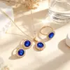 Nuevo Set de Joyería Más Vendido de Shein para Mujeres Transfronterizo Collar con Incrustaciones de Diamantes Redondos y Pedrería Aretes Anillo Joyería de Novia