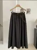 Saia casual midi solta versátil emagrecedora de cintura alta estilo coreano com cinto para mulheres 8637