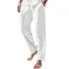 Pantalones de Algodón y Lino 2024 Pantalones de Verano Pantalones de Playa Cordón Cintura Elástica Planos Cómodos Transpirables Pantalones Casuales para Exteriores para Hombres