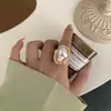 Anillo de Perla Irregular Retro Francés para Mujer, Anillo Exagerado para Dedo Índice, Diseño de Moda Único, Nuevo Anillo de Cola Abierta de Moda