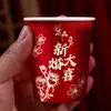 Vasos Gruesos Desechables para Boda, Celebración de Compromiso de Boda Personaje Doble Felicidad Banquete de Boda Hogar Colección de Vasos Rojos para Té y Suministros