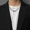 Collar con costuras de cálculos biliares negros para hombre y mujer, estilo oscuro, de moda, de acero de titanio, cuadrado, cadena de clavícula, diseño atractivo y de nicho.