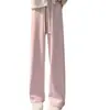 Pantalones Milkshake, Pantalones de Cachemira Toalla para Mujer, Pantalones Casuales Rectos Suaves Forrados de Felpa para Otoño e Invierno, Versión Estrecha Pantalones de Lana Caídos de Pierna Ancha