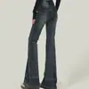 Jeans Americano Retro Azul Slim Fit Flare para Mulheres Tendência Versátil Novo Cintura Alta Hot Girl Elástico Emagrecedor Bootcut