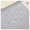 Nueva Cadena Cruzada de Cuentas de Cristal Transparente Flor Cara Sonriente Cordón para Funda de Teléfono Colgante para Bolso Cadena de Correa para el Hombro