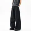 Pantalones Casuales de Retazos Plisados con Sensación de Hielo de Nuevo Estilo para Hombre, Pantalones de Trabajo Sueltos de Verano, Pantalones Rectos de Pierna Ancha de la Alta Calle Americana