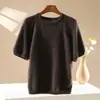 Suéter de Tricô Feminino com Gola Redonda Espesso de Lã Cashmere, Manga Curta Escovada, Outono/Inverno, Novo, com Mangas Bufantes