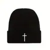 Nuevo Sombrero de Lana Unisex Casual Simple Versátil para Otoño e Invierno Bordado Cruzado Cálido para Exteriores Gorro de Punto