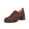 Zapatos de Piel de Vaca Suave Suela Gruesa Zapatos Individuales 2026 Primavera y Otoño Nuevos Zapatos de Piel con Cordones Estilo Británico Zapatos Planos de Cuero Versátiles Negros de Tacón Bajo