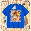 Camiseta Infantil Divertida con Estampado de Perro con Cuchillo y Escudo Ropa de Manga Corta para Niños Perro con Cuchillo y Escudo Camiseta de Media Manga 100% Algodón para Niños y Niñas