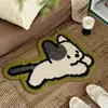 Tapete Flocado de Gato Fofo Estilo Coreano para Casa Sala de Estar Tapete de Chão Peludo Banheiro Vaso Sanitário Tapete de Chão Espesso Absorvente