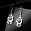 Pendientes Europeos y Americanos de Nuevo Comercio Exterior, Huellas de Patas de Animales Retro Personalizadas con Goteo de Aceite, Pendientes de Turquesa, Joyería Transfronteriza al por Mayor