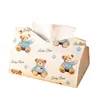 Caixa de Lenço Ursinho Fofo Caixa de Papel para Casa Sala de Estar Caixa de Papel Criativa Mesa de Jantar Caixa de Papel Multiuso Caixa de Papel para Guardanapo de Couro