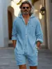 Moda Deportiva Nueva Europea y Americana Transfronteriza Conjunto Casual de Algodón y Lino para Hombre con Capucha, Color Sólido, Manga Larga y Shorts para Vacaciones en la Playa