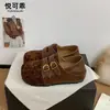 Zapatos de mujer estilo Birkenstock de cuero genuino con suela gruesa para aumentar la altura, nueva colección otoño 2026, zapatos de vestir versátiles con correas de hebilla, mocasines y náuticos