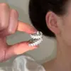 Arete de Espiga de Trigo con Circonita para Mujer, Pendientes de Pedrería de Lujo Ligero de Gama Alta, Pinzas para Oreja sin Perforación, Accesorios para Oreja de Doble Capa con Diseño de Nicho