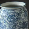 Vaso de Porcelana Azul y Blanco Retro Chino Decoración Cerámica Flores Secas Jarrón para Flores Frescas Adornos Bed and Breakfast Sala de Estar Mesa de Comedor Arreglo Floral Recipiente para Flores