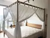 Nueva Cama con Dosel de Cuatro Postes Estilo Chino Clásico Americano con Mosquitero, Cortina de Cama Integrada de Correa de Velcro Simple Hecha a Medida