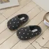 Pantuflas con Turbante de Lunares 2026 Otoño/Invierno Nuevas Estilo Coreano para Niñas Pantuflas sin Cordones Suela Suave Pantuflas de Piel con Felpa