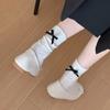 Calcetines Miu con Lazo Pequeño para Mujer Lolita JK Japonesa con Zapatos de Cuero Pequeños Calcetines Apilados Primavera y Verano Calcetines Finos de Media Caña