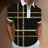 Camisa Polo de Verano de Estilo Nuevo Europeo y Americano Transfronteriza con Cremallera y Estampado 3D, Cuello de Solapa Casual, Manga Corta, Jersey, Ropa Casual