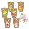 Lb154 Amazon Conejito de Pascua Huevo Flores de Primavera Pegatina DIY Decoración Bolsa de Papel Kraft Forma de Barco
