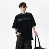 Camiseta Masculina de Verão Estilo Americano com Estampa de Letras, Gola Redonda, Manga Curta, Design Moderno, Casual, Pesada, Solta, para Esportes