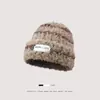 Cubrecabezas de Otoño e Invierno Protección para Orejas Sombrero Cálido de Felpa Anti-Frío para Mujeres Lindo Versátil con Cordones Bloque de Color Sombrero de Punto para Salir